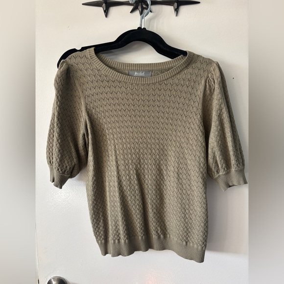 Marled Knit Olive Green Crew Neck Sweater - Picture 1 of 5